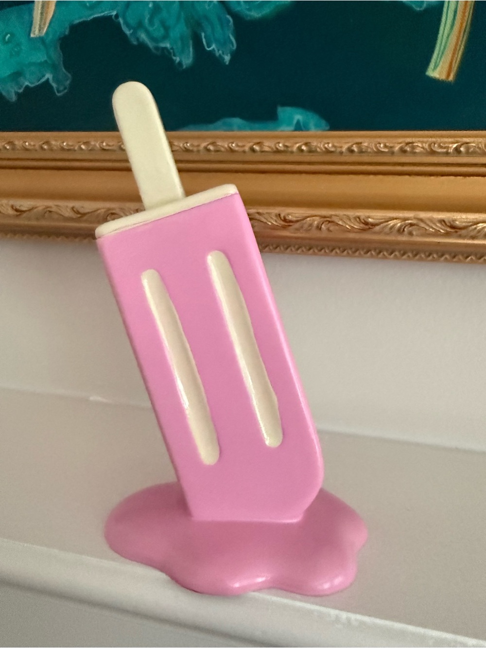 Fun Melting Hot Pink POPSICLE  3D Modern Art Sculpture Home Decor Retro